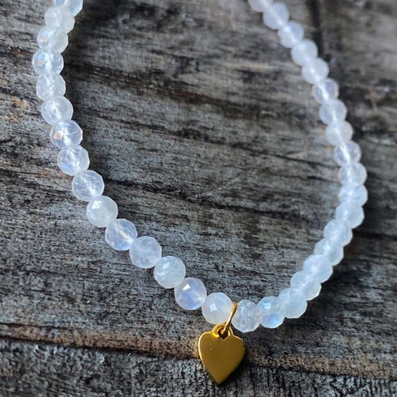 NEW Moonstone & Gold Star Layering Bracelet - Picture 9 of 10